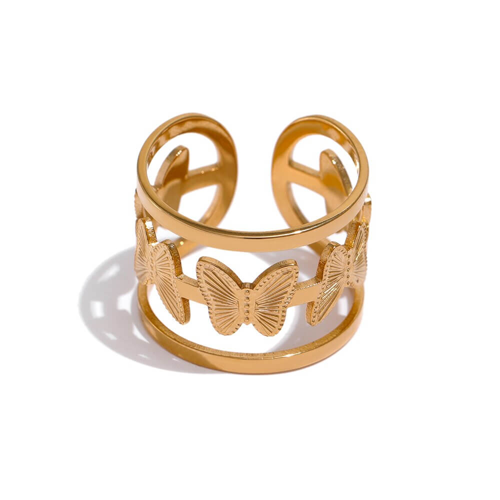 18K Gold Plated Butterfly Statement Ring | Alize – Noix Jewelry